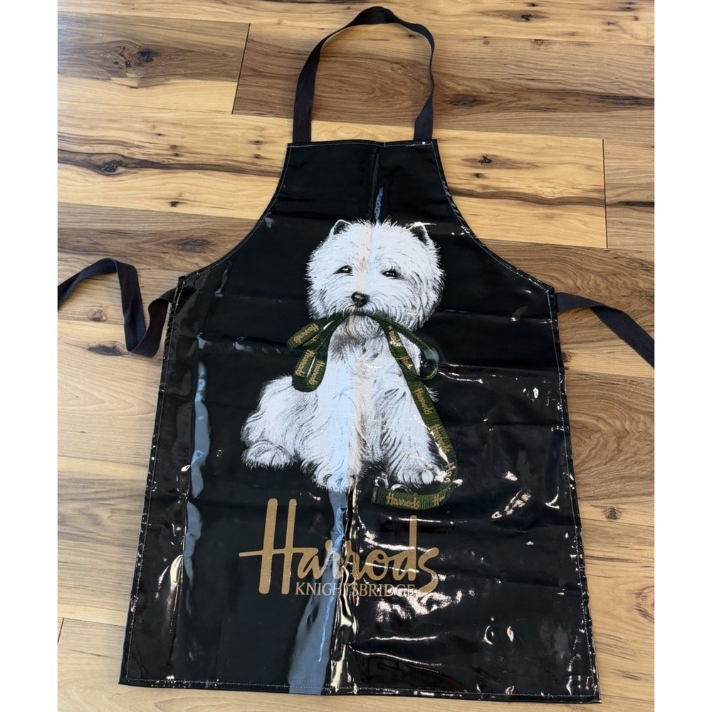 Harrods Knightsbridge Black PVC Apron w/ White West Highland Terrier Westie Dog